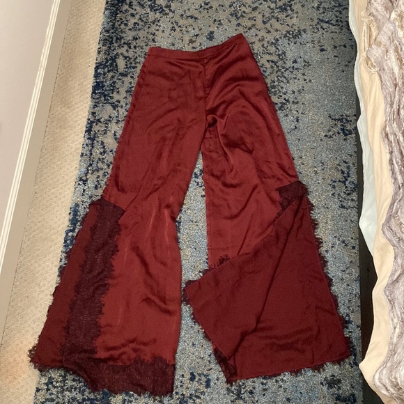Nasty Gal Wide Silk/Lace Pant - Picture 1 of 4